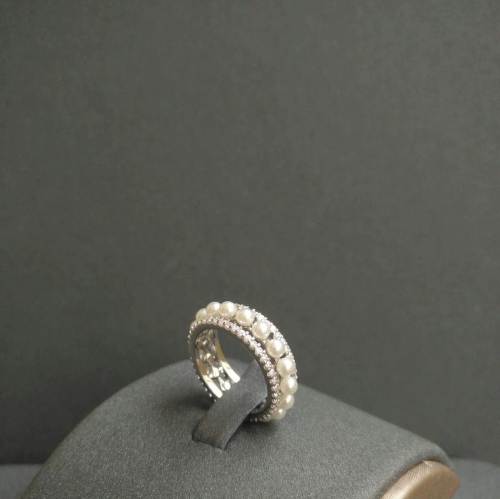 amp silver pearl ring
